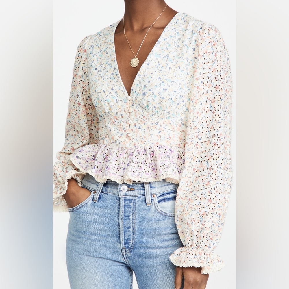English Factory Multi Color V Neck Blouse. NEW WITH TAGS